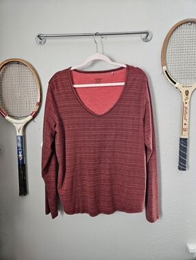 Toad&Co Red Polka Dot Striped Long Sleeve T-Shirt XL